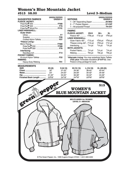 Women’s Blue Mountain Jacket Pattern - 513 - The Green Pepper Patterns - Simplifi Fabric