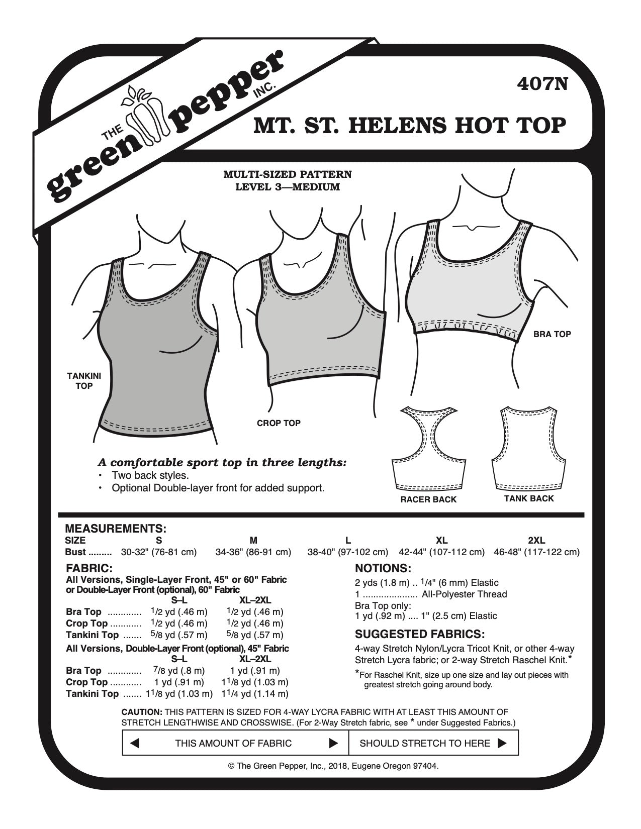 Women’s Mt Saint Helens Hot Top Pattern - 407N - The Green Pepper Patterns - Simplifi Fabric