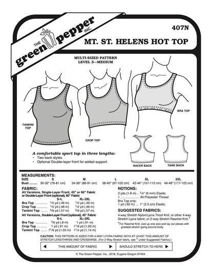 Women’s Mt Saint Helens Hot Top Pattern - 407N - The Green Pepper Patterns - Simplifi Fabric