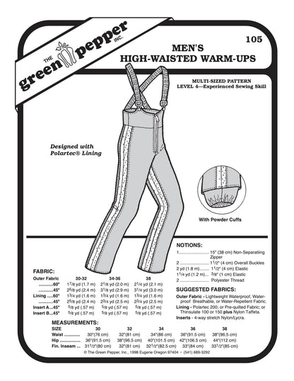 Men’s High Waisted Warm-up Pattern - 105 - The Green Pepper Patterns