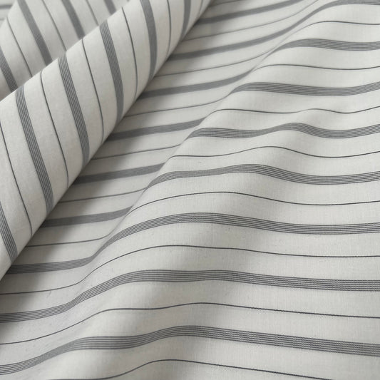 Yarn Dyed Washed Stripe Organic Cotton Shirting - Oeko-Tex® - Japanese Import - Black/White Stripe