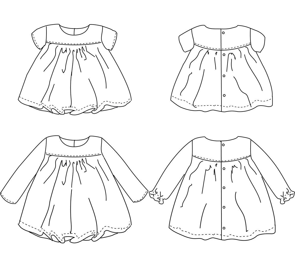 Oslo Blouse & Dress Sewing Pattern - Baby Girl 6M/4Y - Ikatee