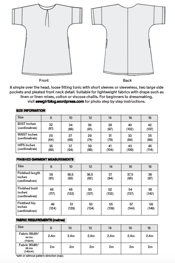 Hilda Tunic Pattern - SewGirl UK