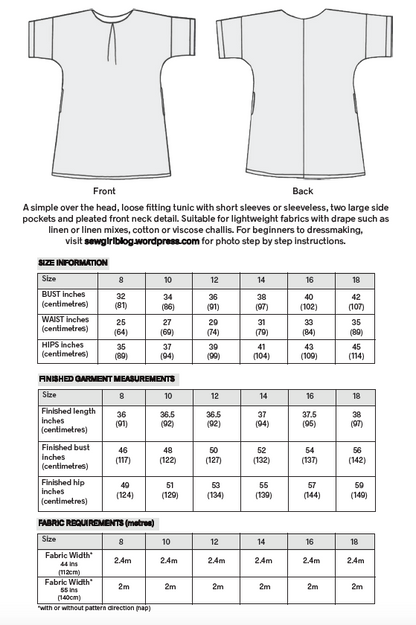 Hilda Tunic Pattern - SewGirl UK