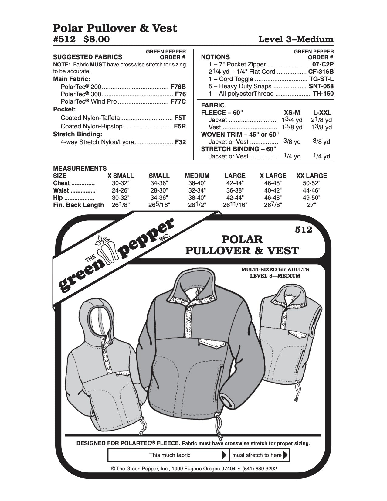 Adult’s Polar Pullover & Vest - 512 - The Green Pepper Patterns