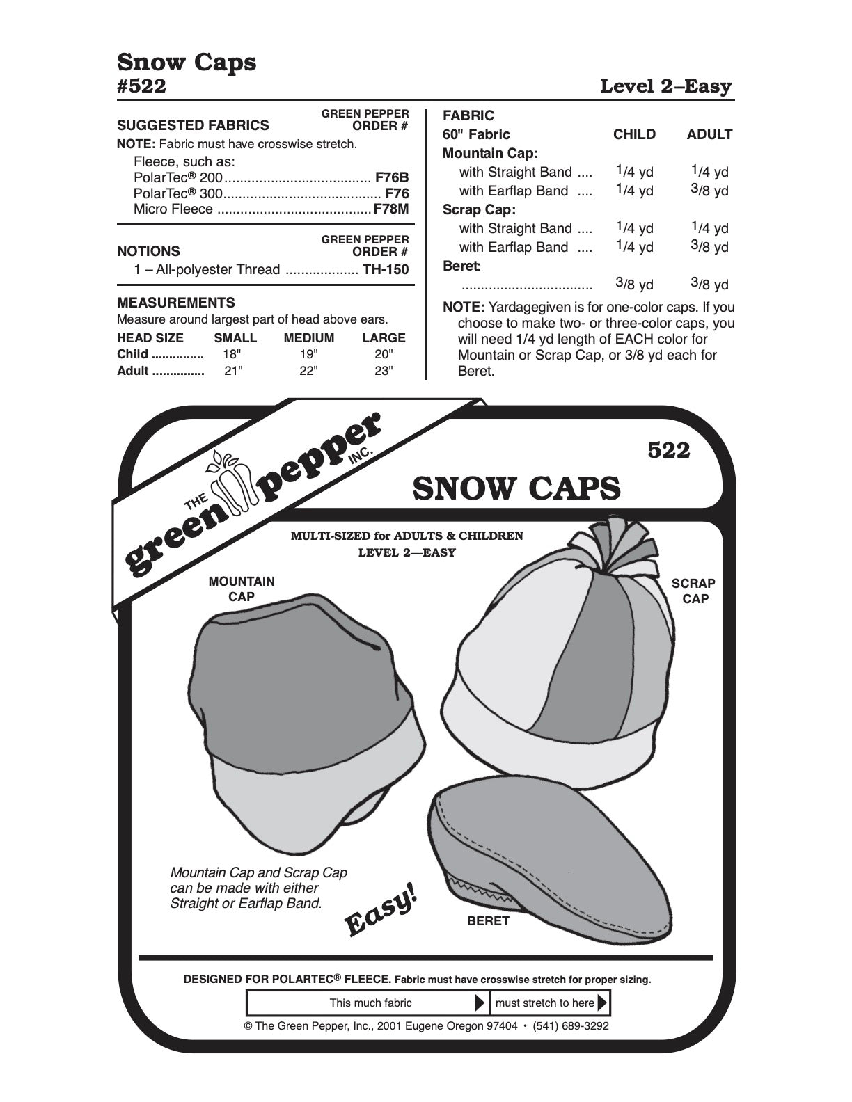 Snow Caps Pattern - 522 - The Green Pepper Patterns