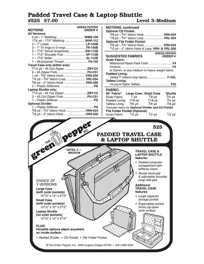 Padded Briefcase & Laptop Shuttle Pattern - 525 - The Green Pepper Patterns