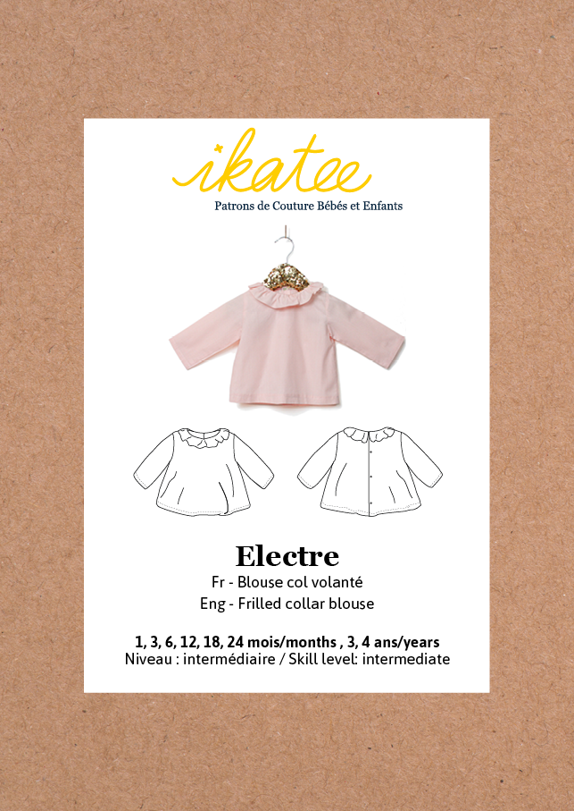 Electre Frilled Collard Blouse Sewing Pattern- Baby 1/4Y - Ikatee