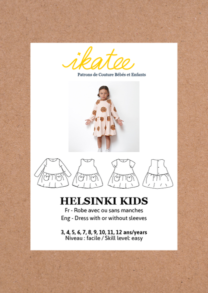 Helsinki Dress Sewing Pattern- Girl 3/12Y - Ikatee