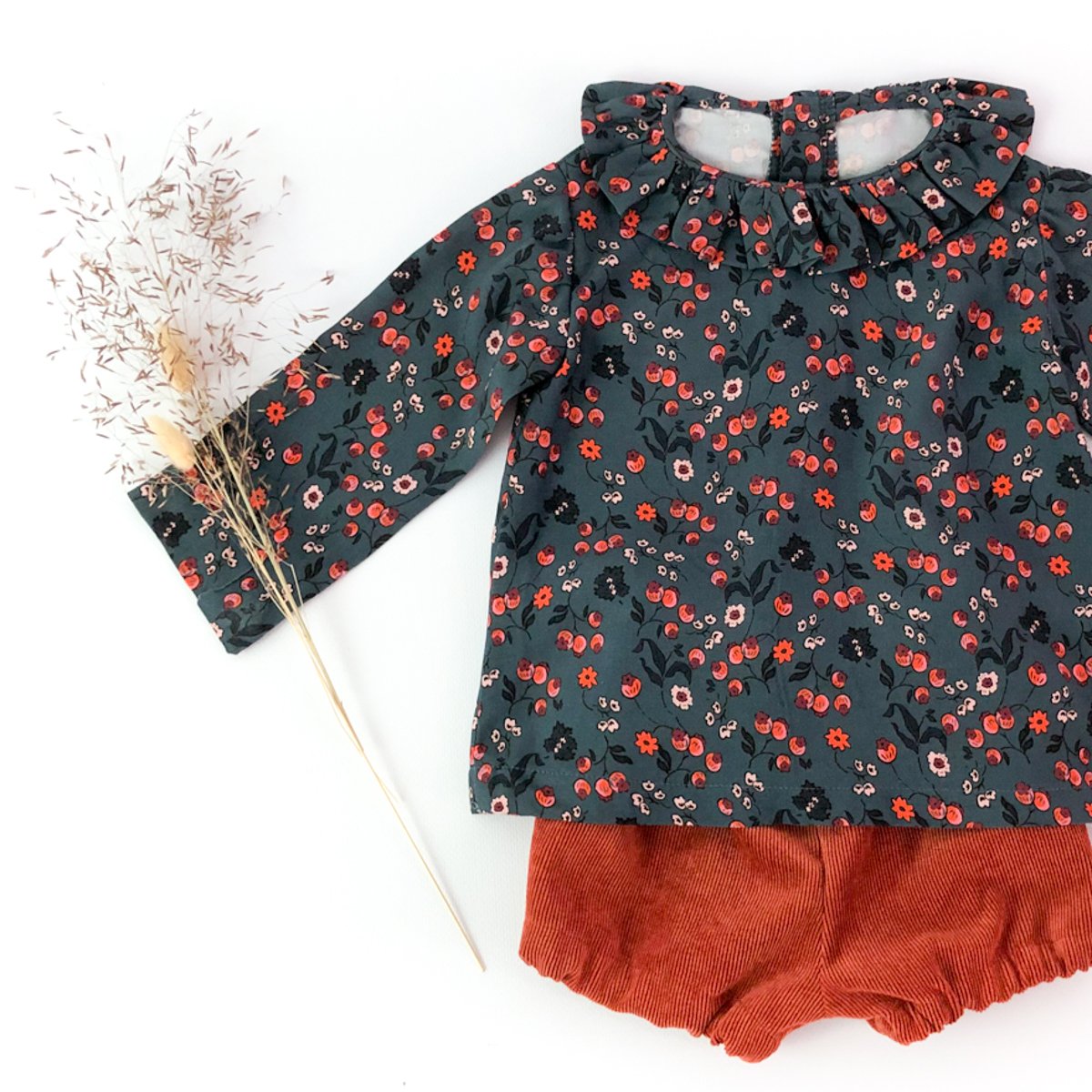 Electre Frilled Collard Blouse Sewing Pattern- Baby 1/4Y - Ikatee