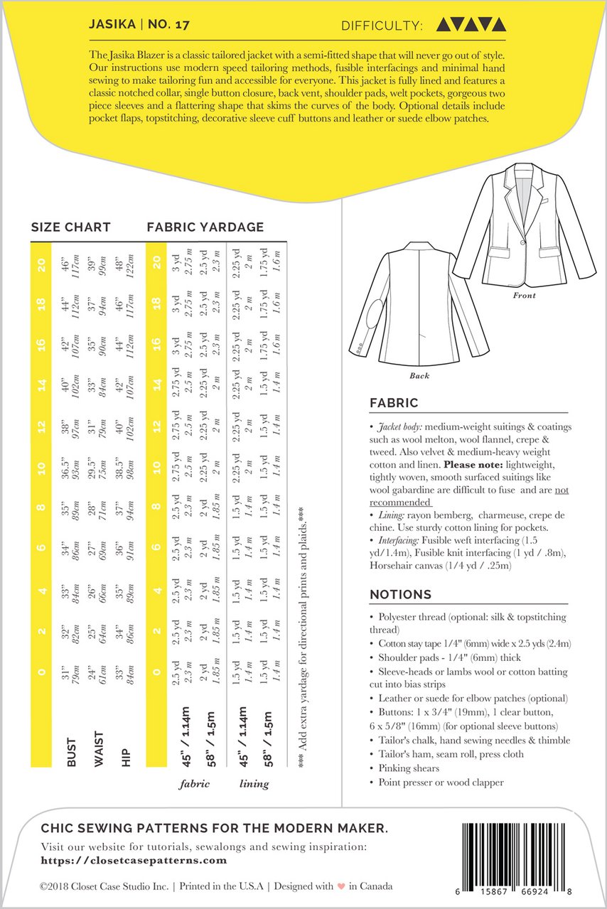 Jasika Blazer Pattern - Closet Core Patterns