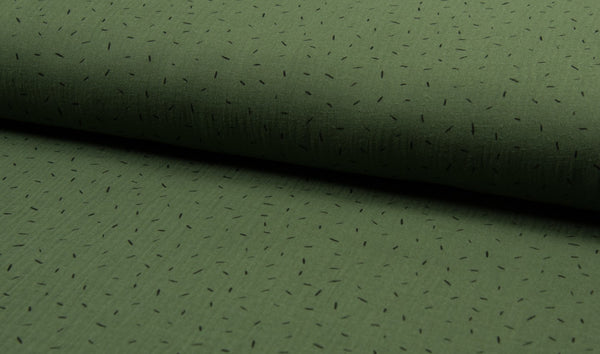 Double Gauze Muslin - Little Lines - Oeko-Tex® - Army Green