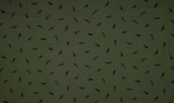 Double Gauze Muslin - Feathers - Oeko-Tex® - Army