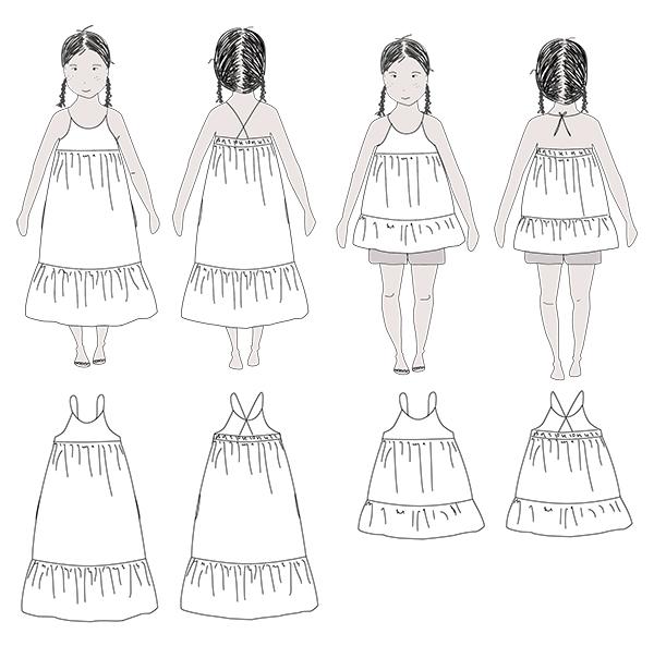 Lena Blouse & Dress Sewing Pattern - Girl 3/12Y - Ikatee