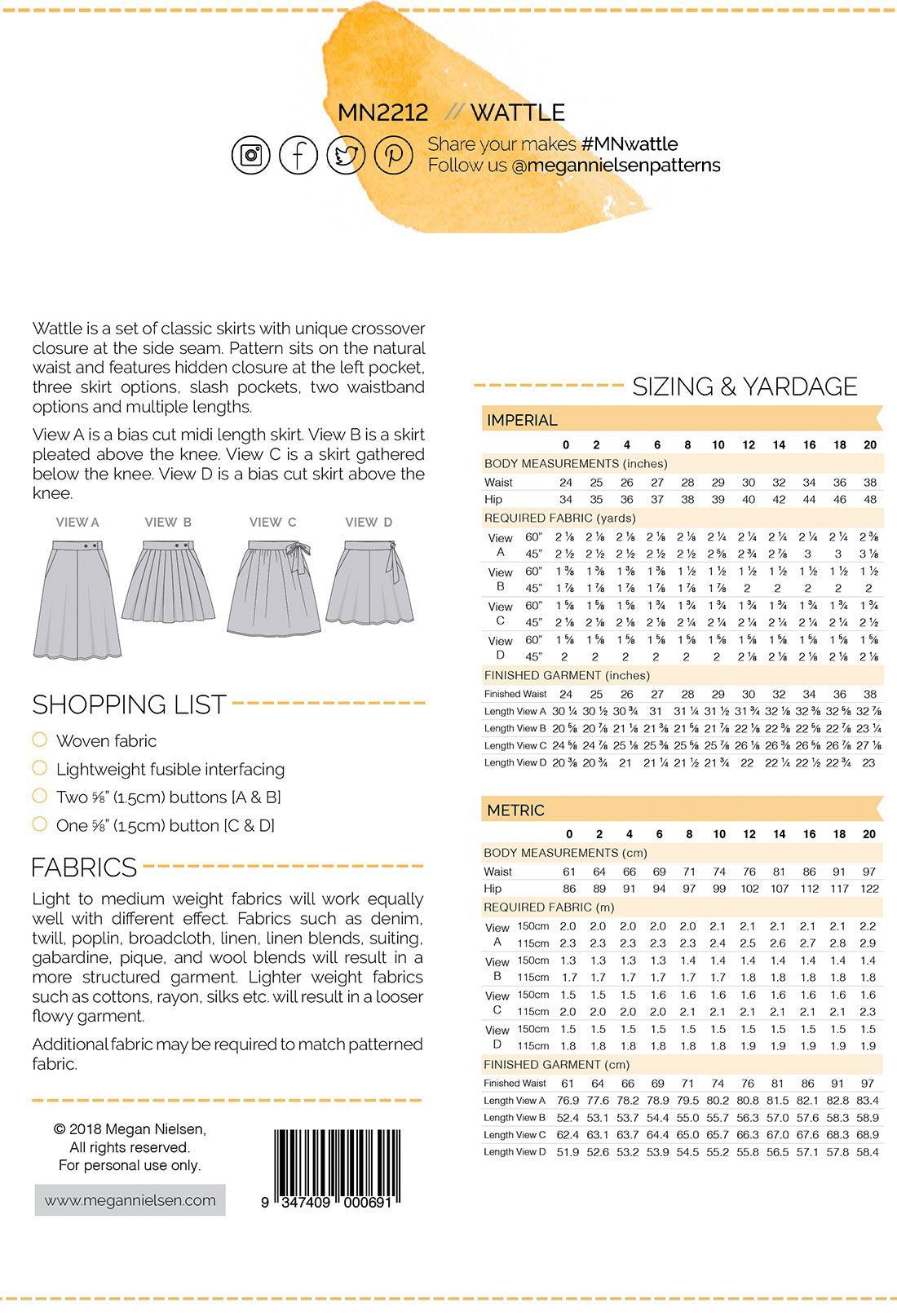 Wattle Skirt - Megan Nielsen Patterns - Sewing Pattern