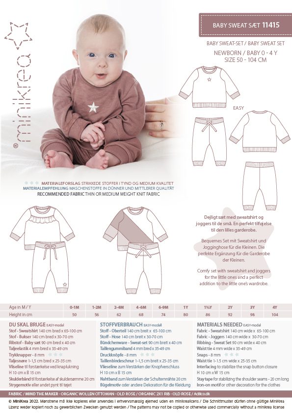 Baby Sweat Set - Minikrea - Pattern - 0-4 Years