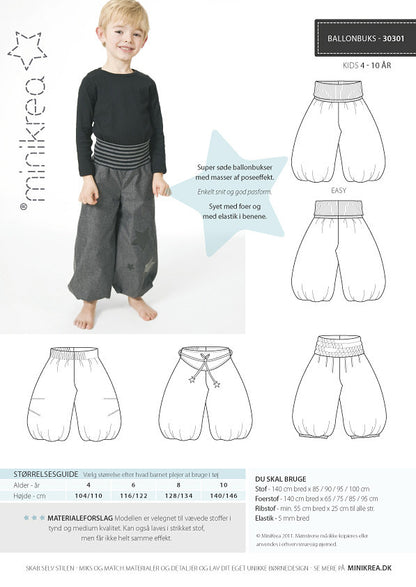 Balloon Pants -  Minikrea - Pattern - 4-10 yr