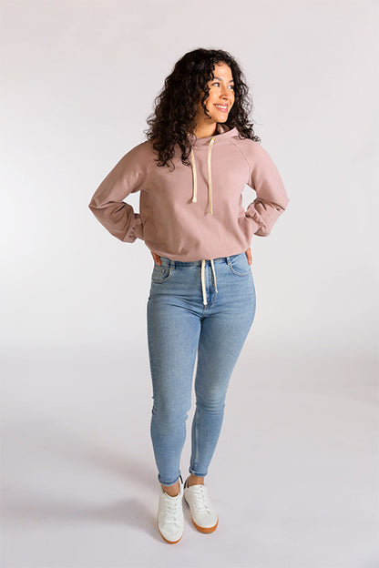 Page Cropped Hooded Sweatshirt Pattern - Chalk + Notch