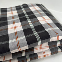 Yarn Dyed Washed Plaid Organic Cotton Shirting - Oeko-Tex® - Japanese Import - The Plaid Collection Brown/Off white/Green Orange