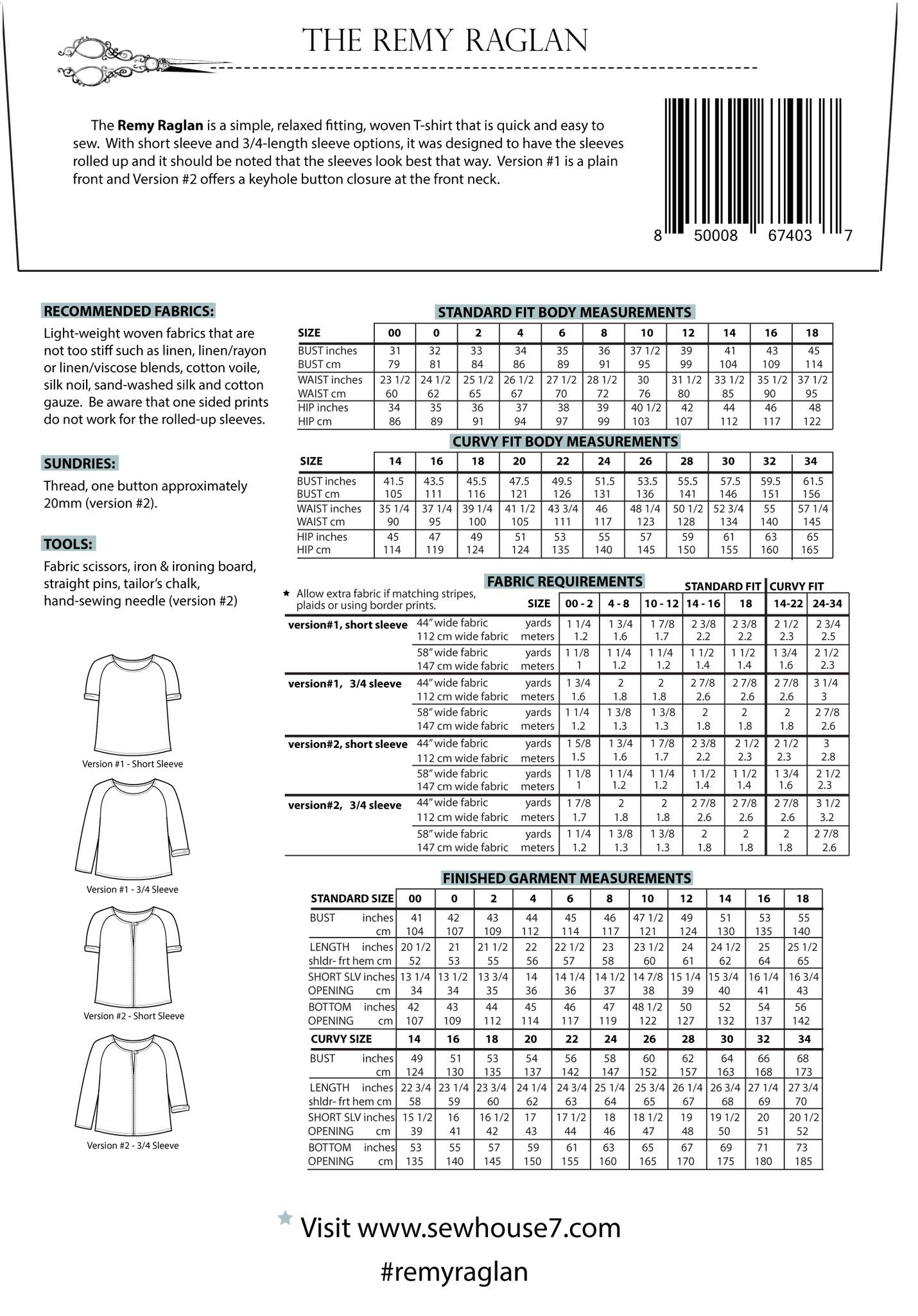 Remy Raglan Top Sewing Pattern - Sew House Seven