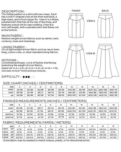 Salida Skirt Pattern - True Bias