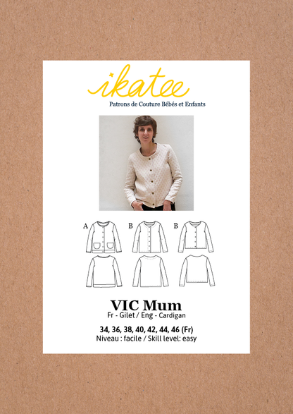 Vic Mum Cardigan Sewing Pattern - Ladies 34/46 - Ikatee