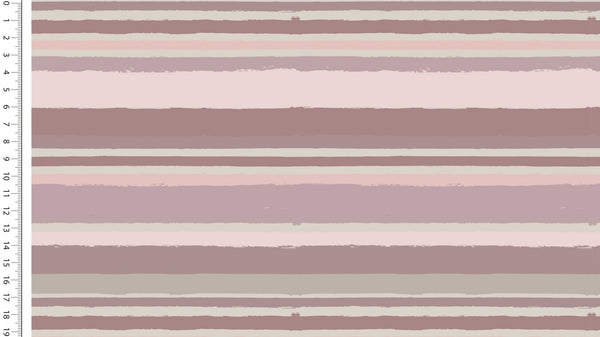 European Cotton Stretch French Terry - Painted Stripes - Oeko-Tex® - Old Rose