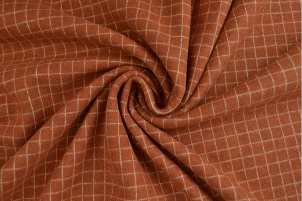 Cotton Flannel Knitted CHECKS - European Import - Oeko-Tex® - Dark Brick