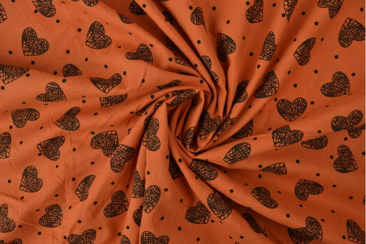 Cotton Voile - HEARTS - European Import - Oeko-Tex® - Copper