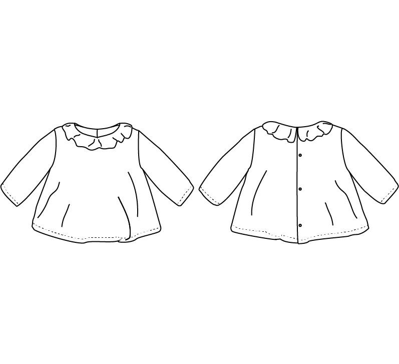 Electre Frilled Collard Blouse Sewing Pattern- Baby 1/4Y - Ikatee