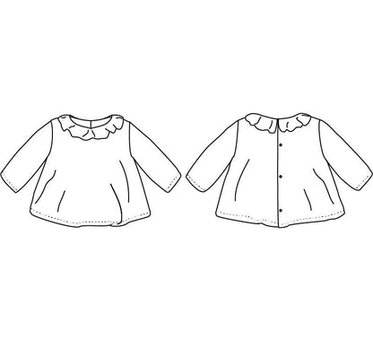Electre Frilled Collard Blouse Sewing Pattern- Baby 1/4Y - Ikatee