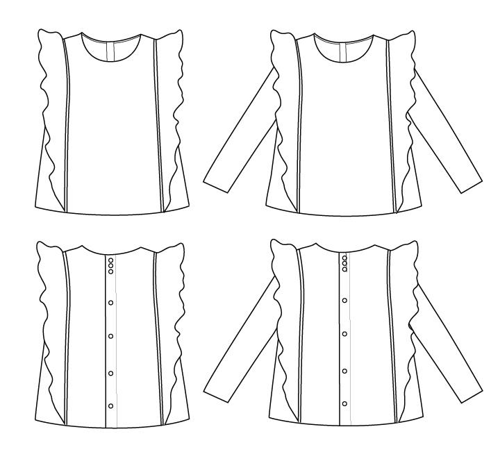 Hibiscus Blouse & T-Shirt Sewing Pattern- Girl 3/12Y - Ikatee