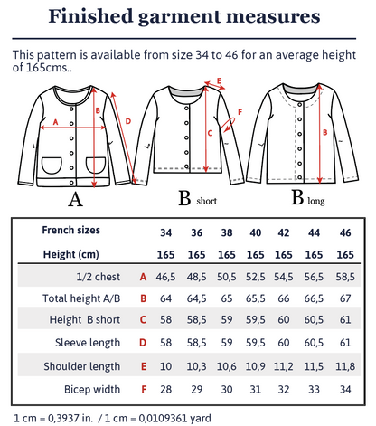 Vic Mum Cardigan Sewing Pattern - Ladies 34/46 - Ikatee