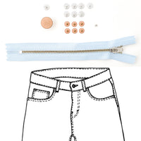 Jeans Hardware Kit - REFILL KIT -  Light Blue Zipper / Copper Hardware - Kylie And The Machine