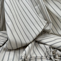 Yarn Dyed Organic Cotton Striped Poplin - Oeko-Tex® - Japanese Import - Dark Grey Stripe