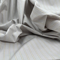 Yarn Dyed Organic Cotton Striped Poplin - Oeko-Tex® - Japanese Import - Grey/Gold Stripe