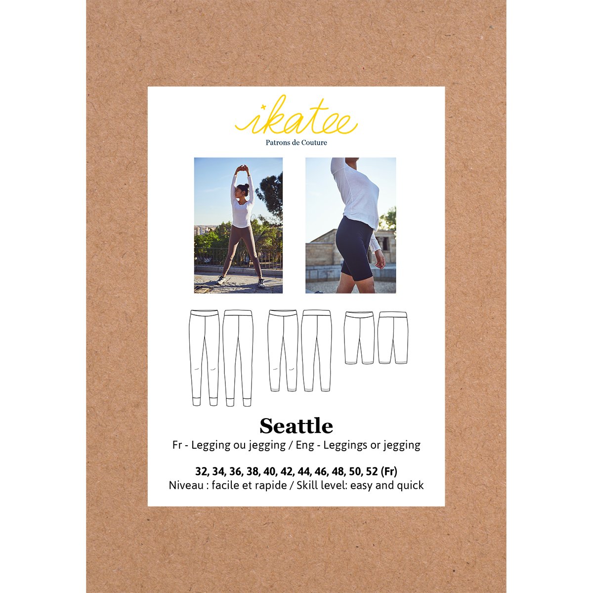 Seattle Mum legging Sewing Pattern - Ladies 34/52  - Ikatee