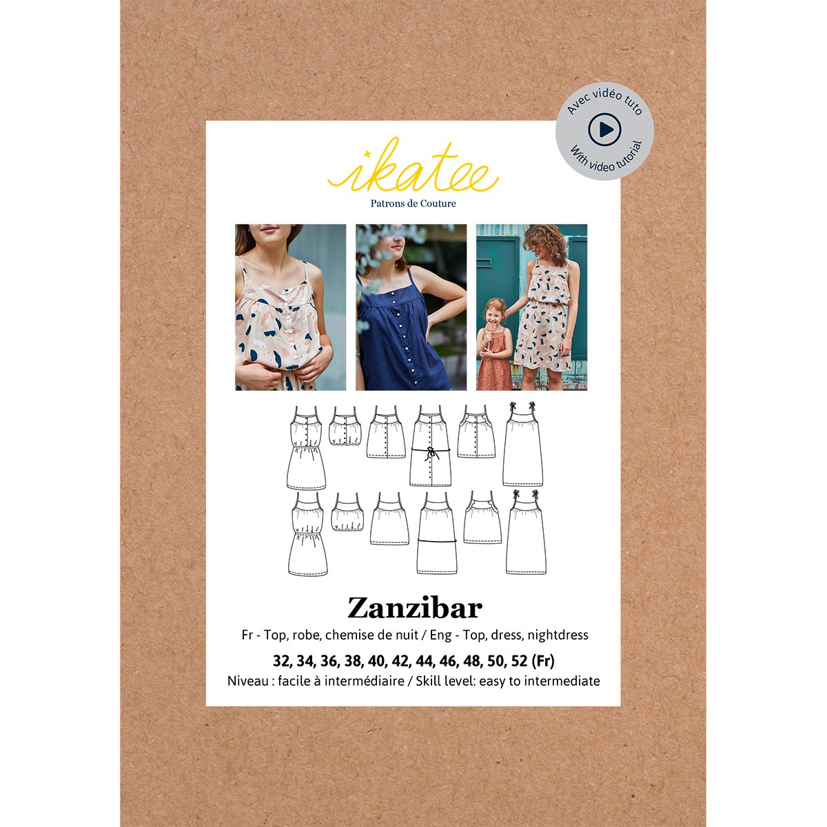 Zanzibar Top or Dress Mum Sewing Pattern - Ladies 34/52  - Ikatee